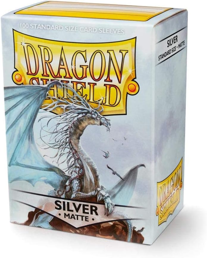 10 Packungen Dragon Shield Matt Silber Standardgrösse 100 ct Kartenhüllen Display Case, silber