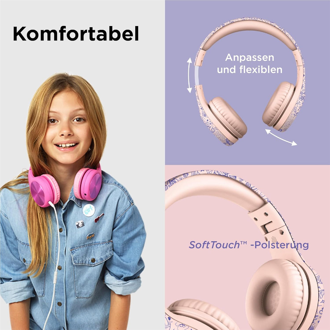 LilGadgets Connect+ Pro-Kopfhörer für Mädchen – für den Komfort von Kindern entwickelt, faltbares Ov