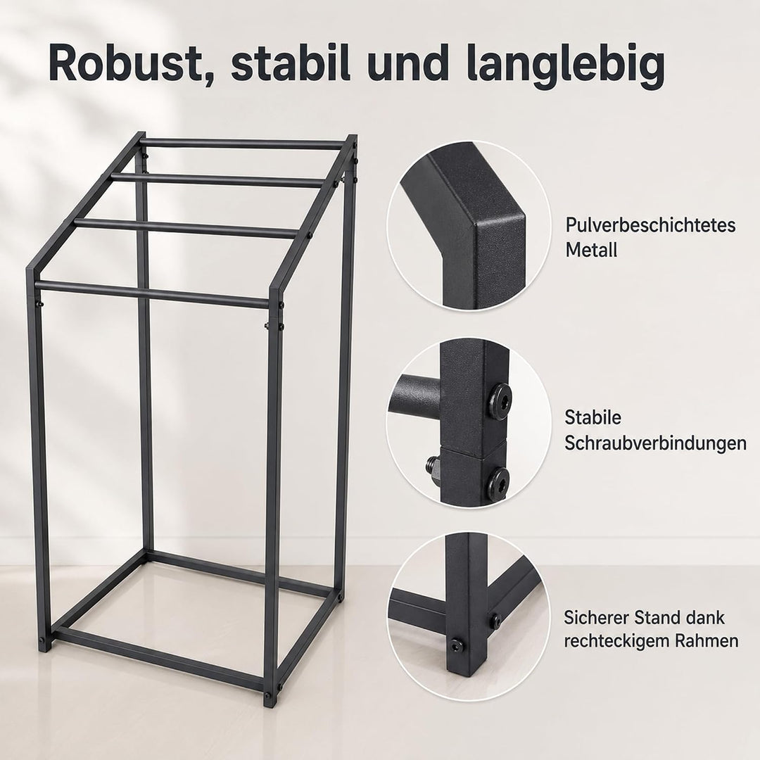 Handtuchhalter Stehend Schwarz, 4 Stangen 4 Stanger, 4 Stanger