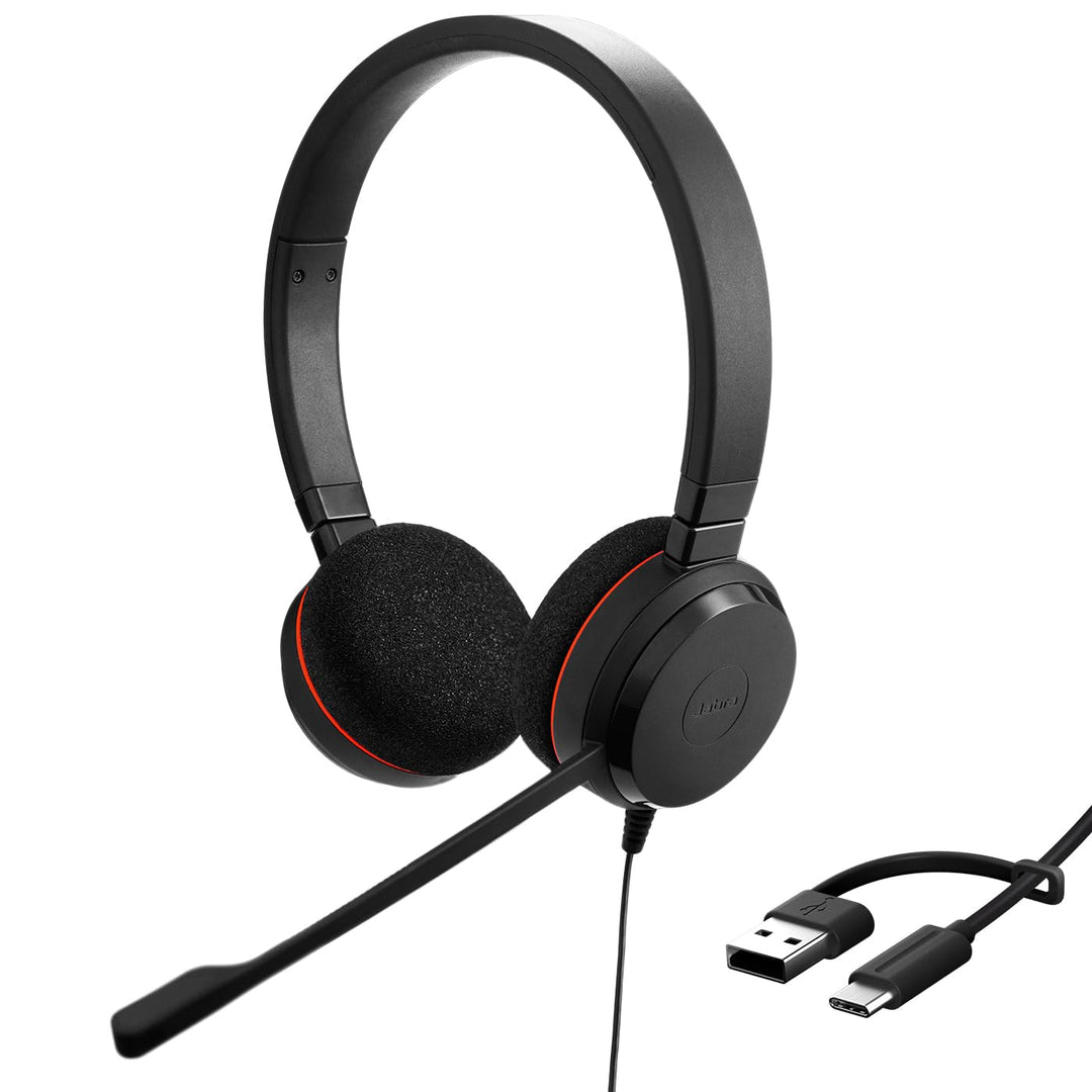 Jabra Evolve 20 Stereo Headset - Microsoft Zertifizierte Kopfhörer für VoIP Softphone mit passiver G