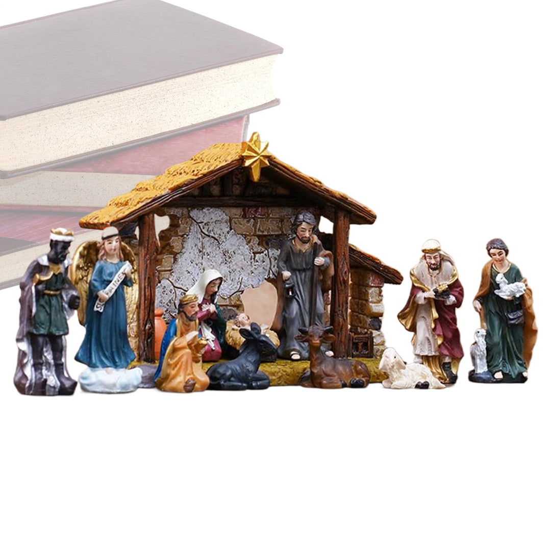 Generisch Krippen Set Für Innen | Krippe Deko Aus Resin - Religiöse Weihnachtskrippe Figuren Set Für