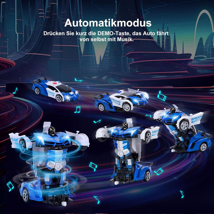 Yellcetoy Transform Spielzeug Ferngesteuertes Auto, Roboter Auto mit Handgesten Sening LED Licht Mus