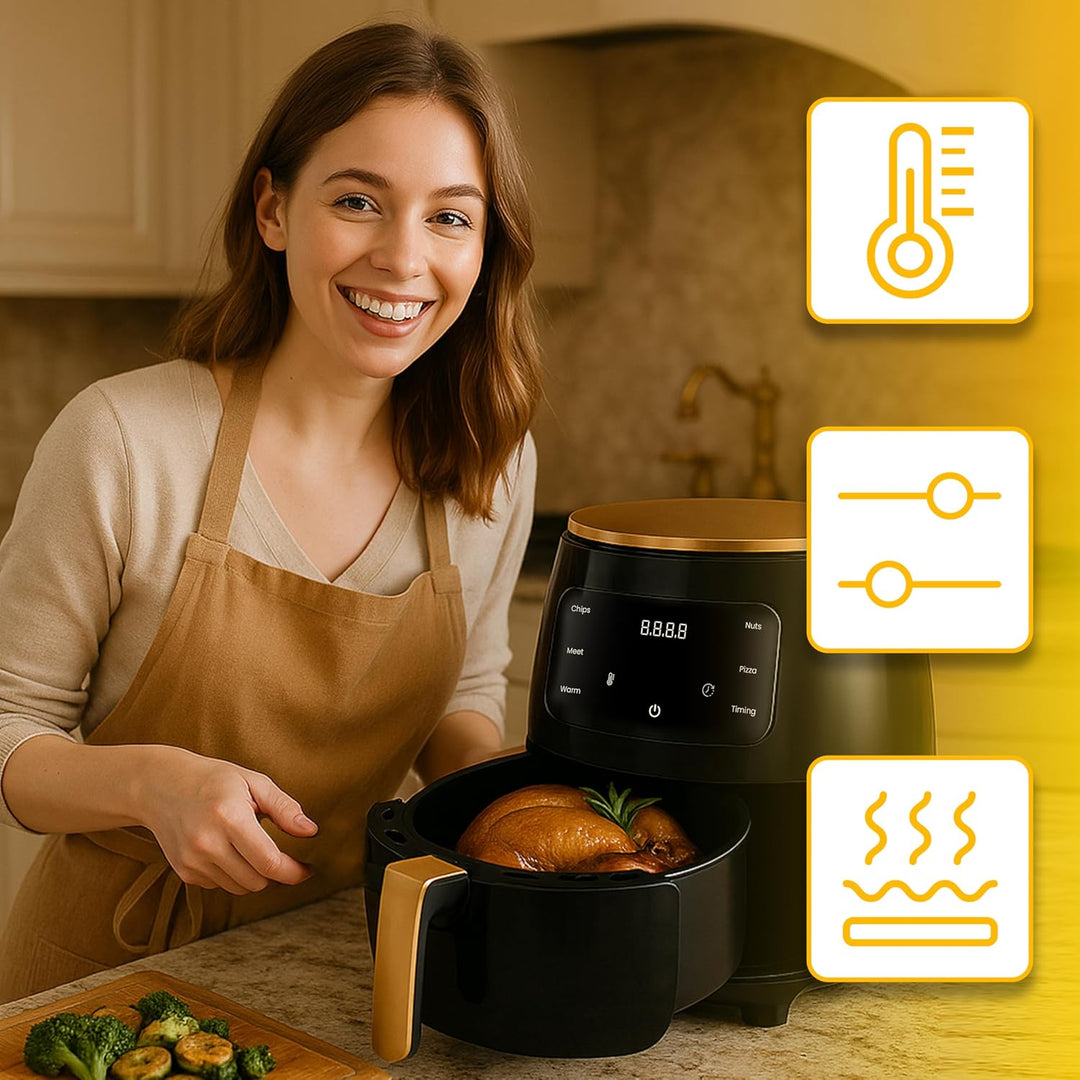 Retoo Heissluftfritteuse XXL 4,5L Airfryer mit 2400W Leistung, LED-Touchscreen, 6-in-1 Funktionen, H