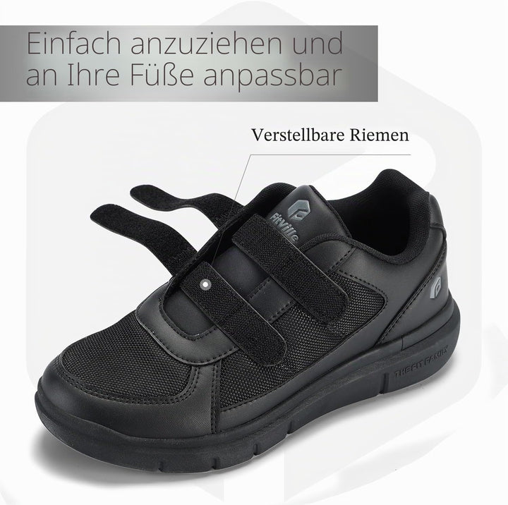 FitVille Herren Easytop Duo Strap Schuhe V3 Extra Weit Turnschuhe Sneaker 49 EU XX-Weit Schwarz, 49
