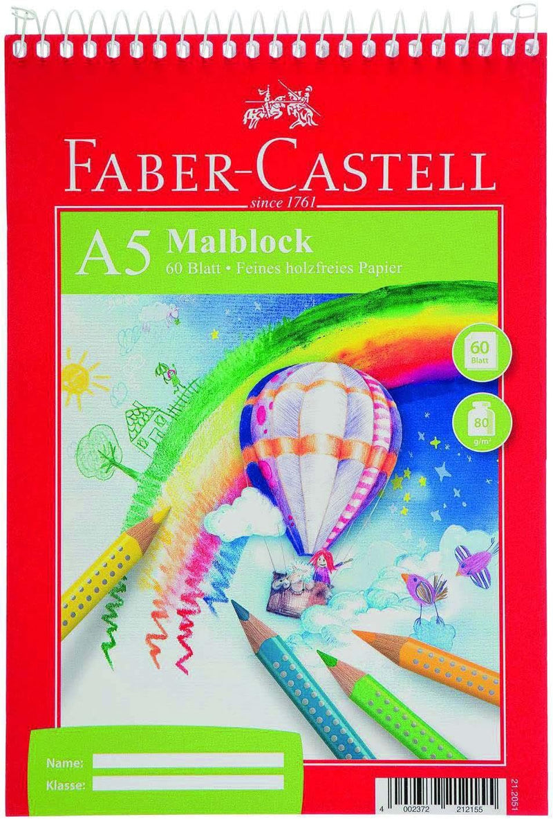 Faber-Castell 212051-10 - Malblock DIN A5, FSC-Mix, perforiert, 60 Blatt, 10 Blöcke