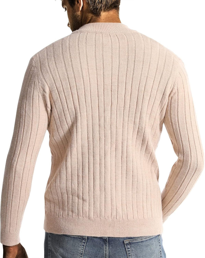 Superora Herren Stehkragen Stretch Pullover mit 1/4 Reissverschluss Männer L Beige, L Beige