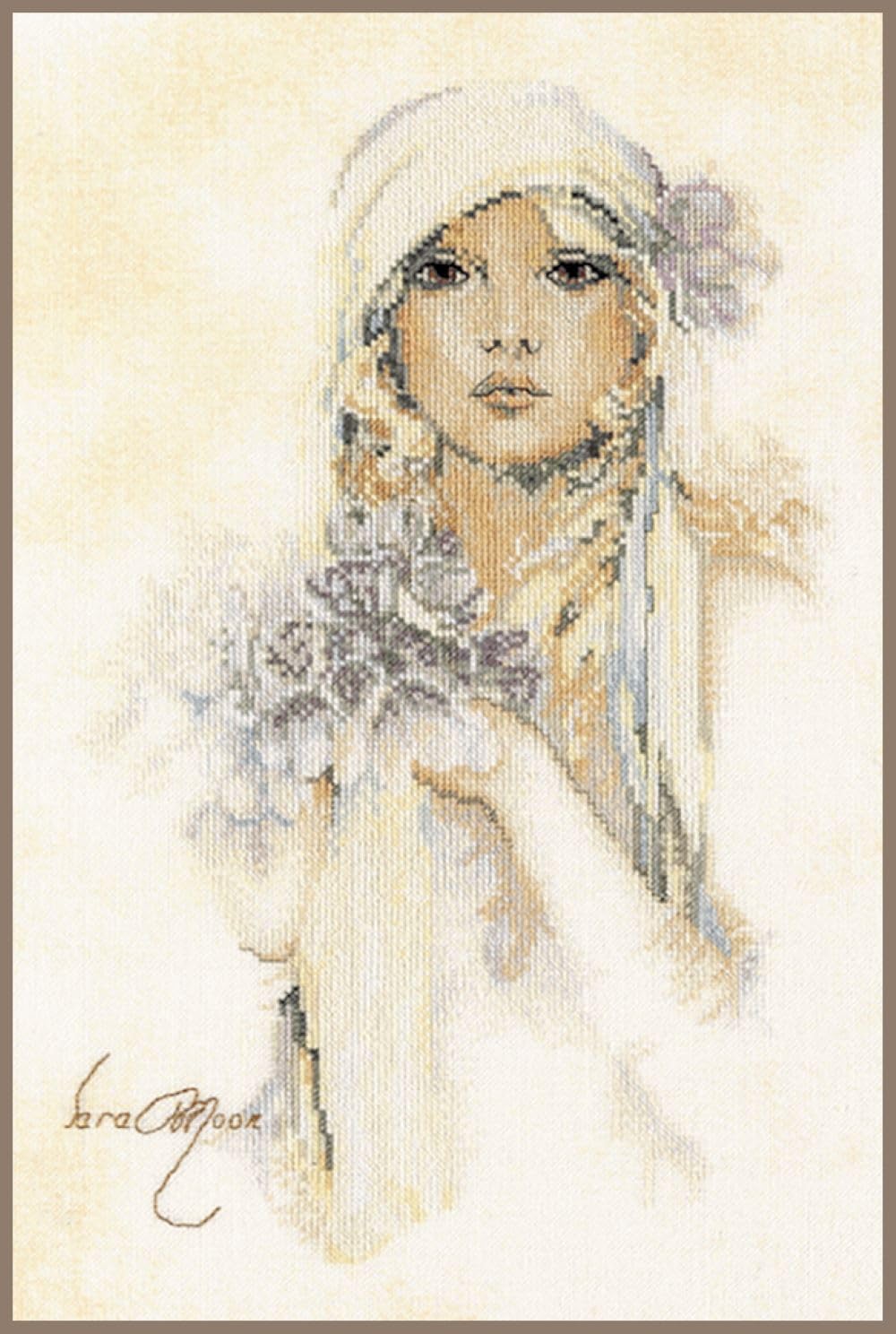 Lanarte Zählmusterpackung Sara Moon Leinen Kreuzstichpackung, Baumwolle, Mehrfarbig, 20 x 30 x 0.3 c