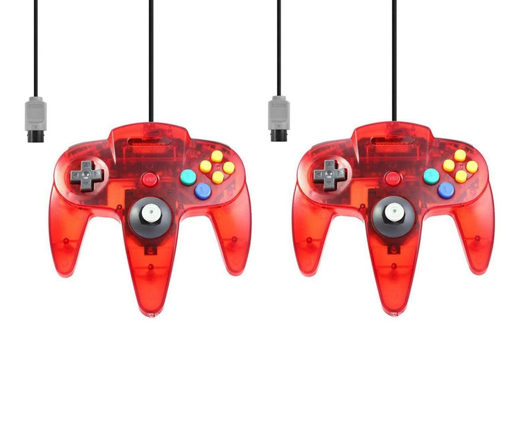 2 Controller Für Nintendo 64 N64 Rot Transparent Kabelgebunden Gamepad Joypad
