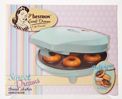 Bestron Donut Maker im Retro Design, Mini-Donut Maker für 7 kleine Donuts, inkl. Backampel & Antihaf