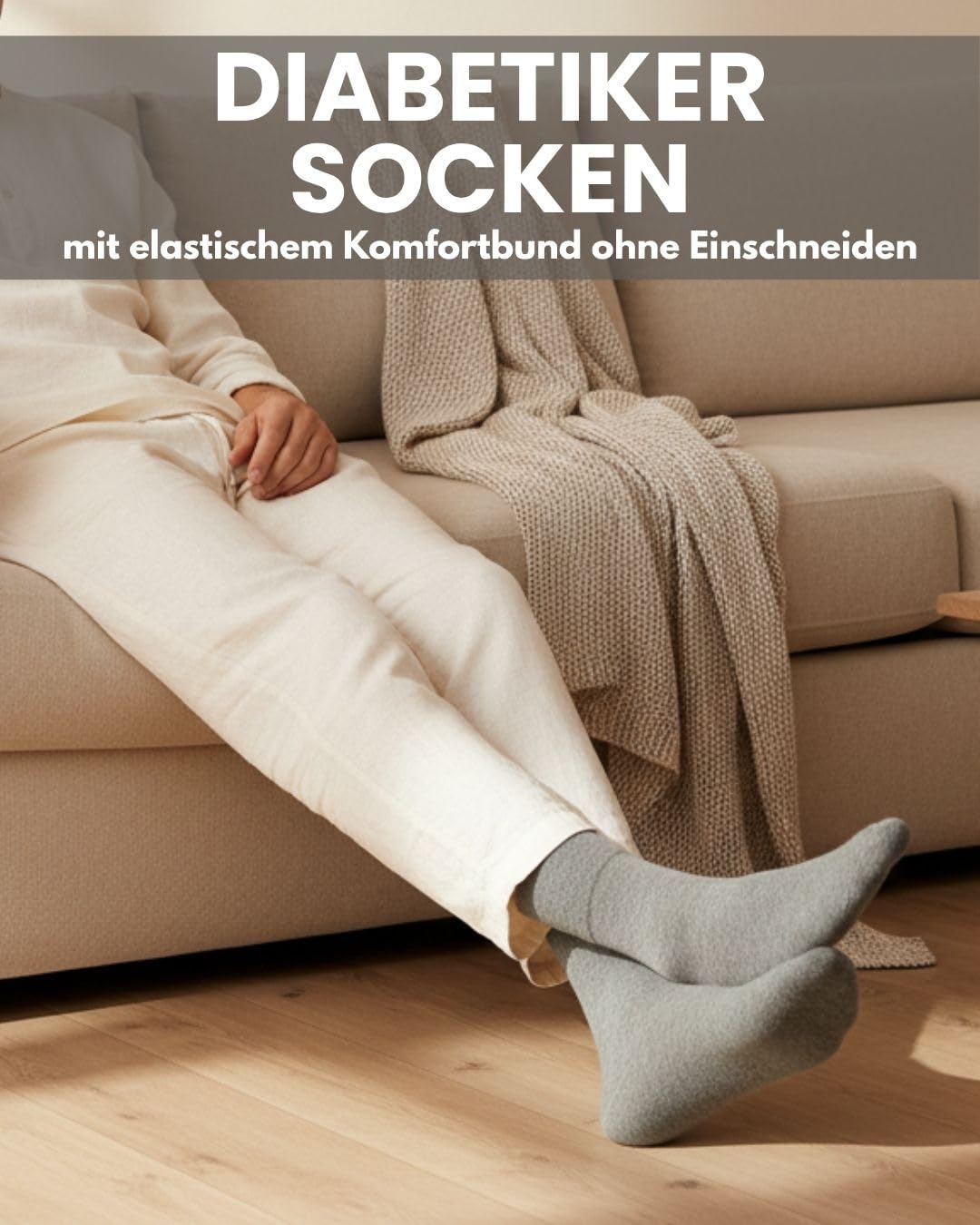 Diabetikersocken ohne Gummi &amp; ohne Naht 97% Baumwolle (6 Paar) Diabetiker Socken mit Komfortbund für