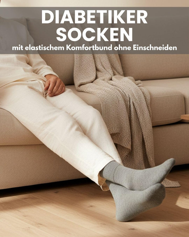 Diabetikersocken ohne Gummi &amp; ohne Naht 97% Baumwolle (6 Paar) Diabetiker Socken mit Komfortbund für
