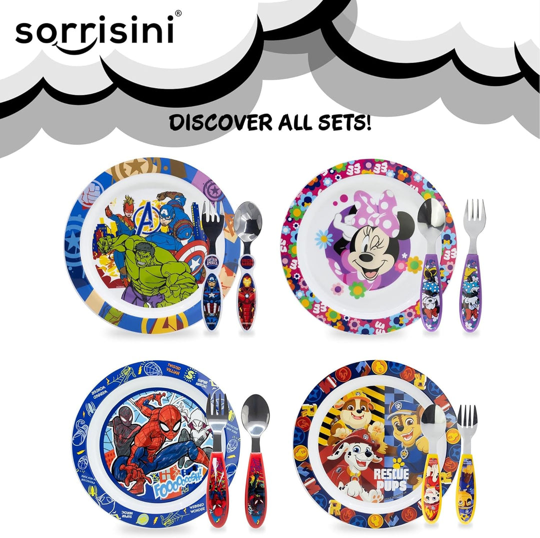 Sorrisini Kindergeschirr set, kinderbesteck Edelstahl, Wiederverwendbares geschirr Set, Kinder Essge