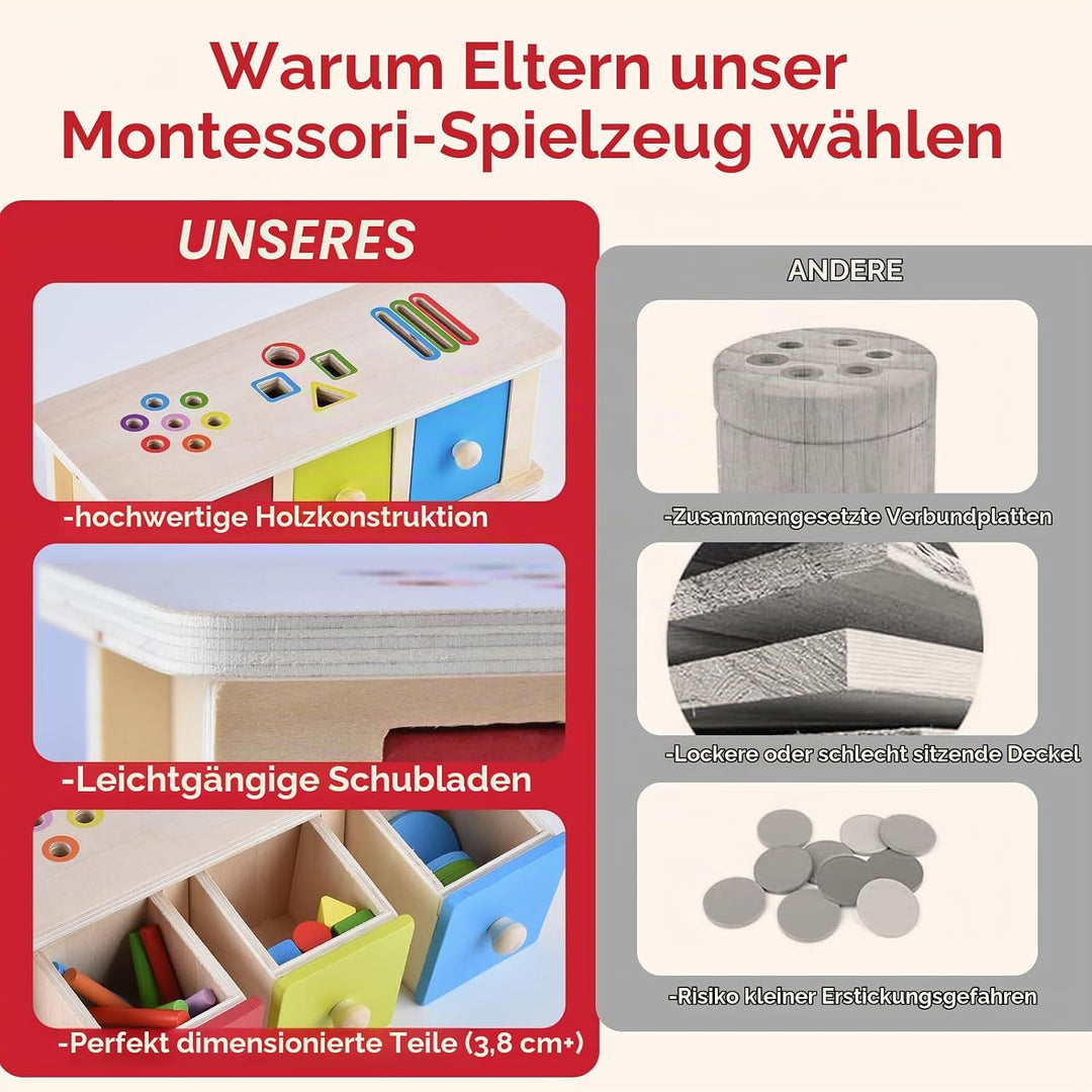 Montessori Spielzeug ab 1 Jahr Mädchen Jungen, Holzspielzeug ab 1 Jahr, Motorik Spielzeug &amp; Steckspi