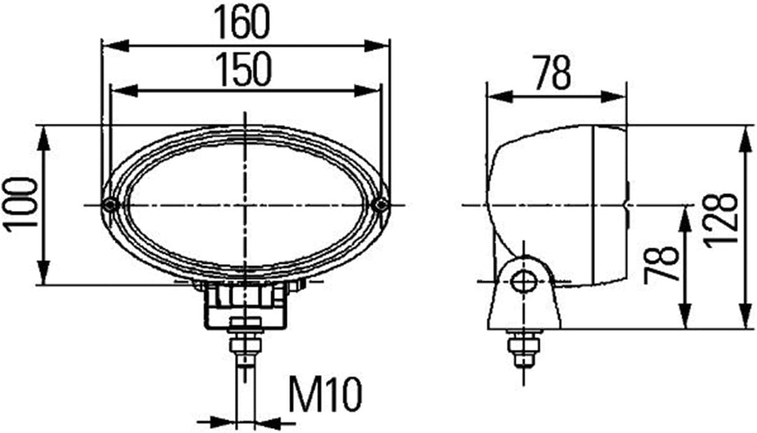 HELLA - Halogen-Arbeitsscheinwerfer - Oval 100 - 24/12V - Anbau/Schraubanschluss - schwenkbarer Mont