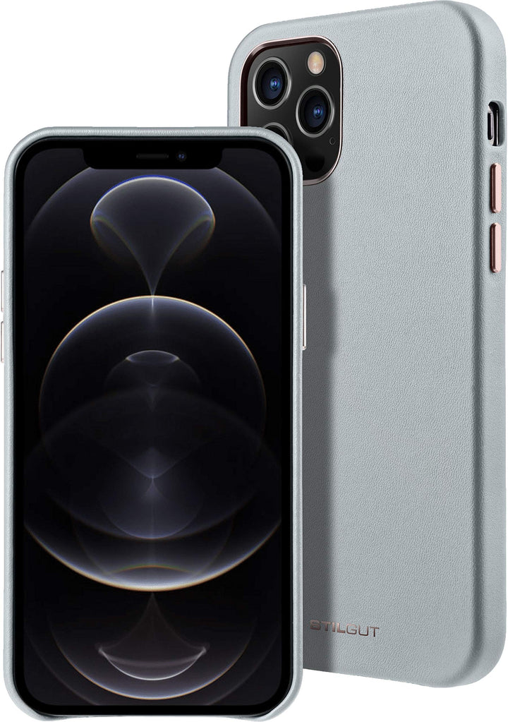 STILGUT Cover kompatibel mit iPhone 12 Pro Max Case aus Leder, Lederhülle, Hülle aus Leder, Ledercas