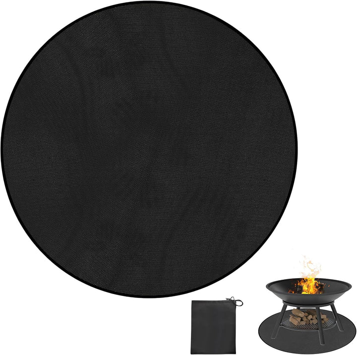 Feuerfeste Unterlage 97 cm Rund, Hitzeschutzmatte für Feuerschale auf Rasen & Terrasse, hitzebeständ