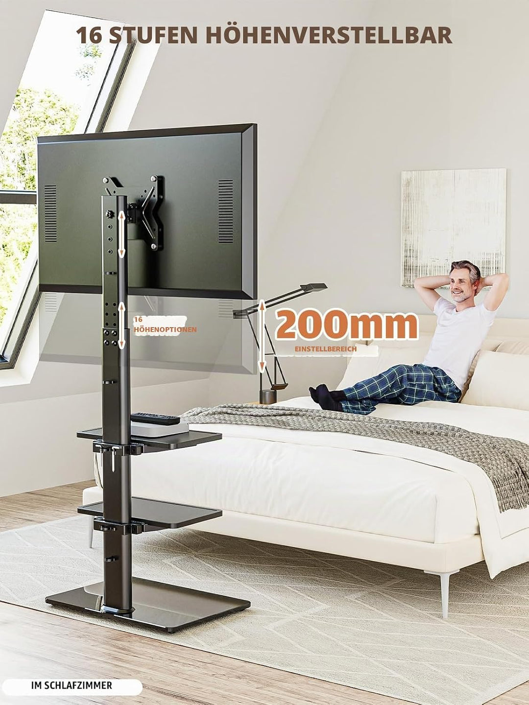 TV Standfuss TV Ständer TV Bodenständer Fernsehstand Fernsehtisch mit Halterung höhenverstellbar für