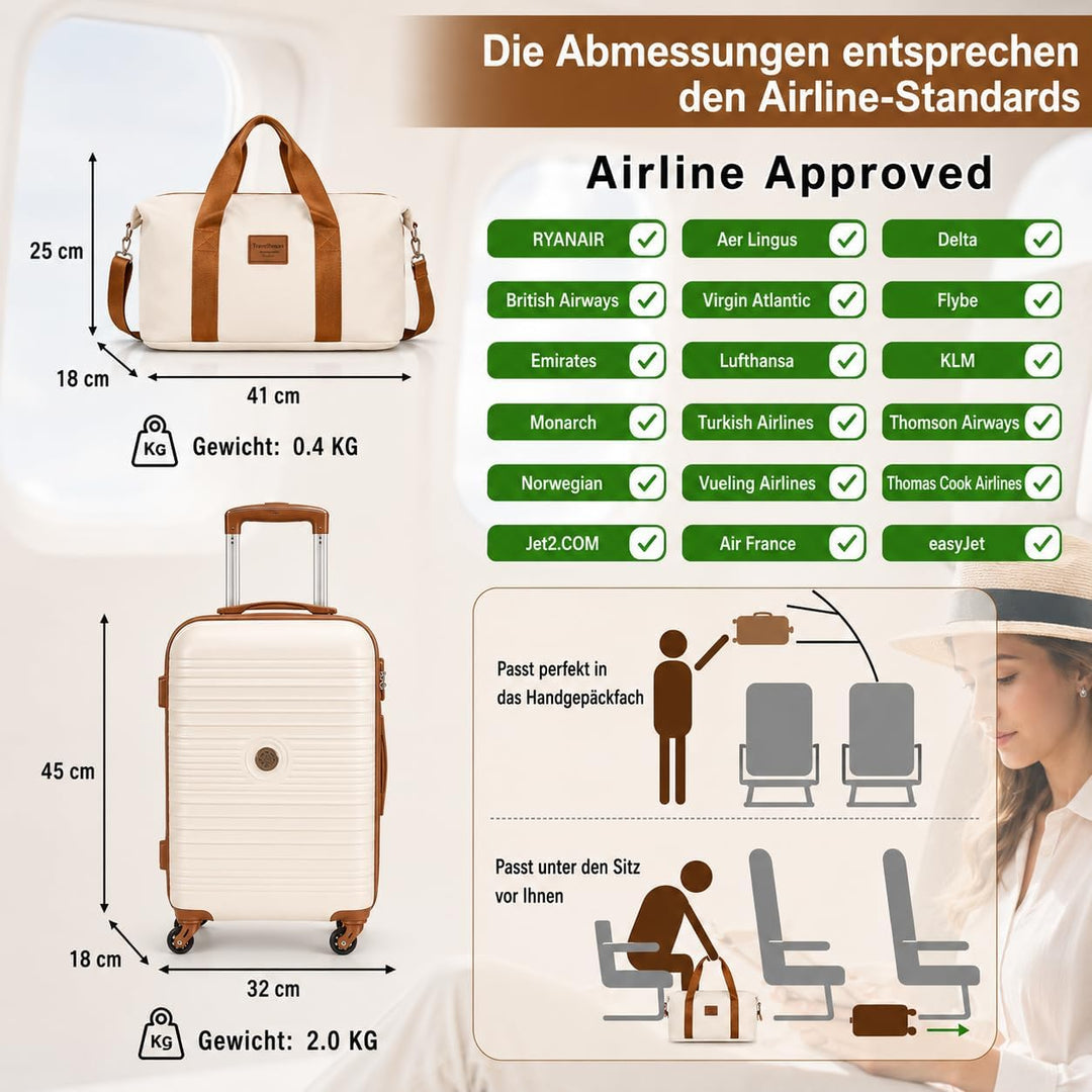 Travelhouse Bari Premium Kofferset 6-teilig – Robust & leichtes ABS Hartschalen Trolley Set mit 4 Ko