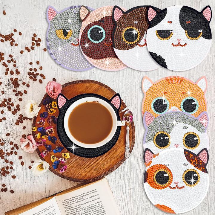 Muzagroo Art Diamond Painting Diamond Painting Bilder Set mit Halter, lächelnde Katzen für Anfänger