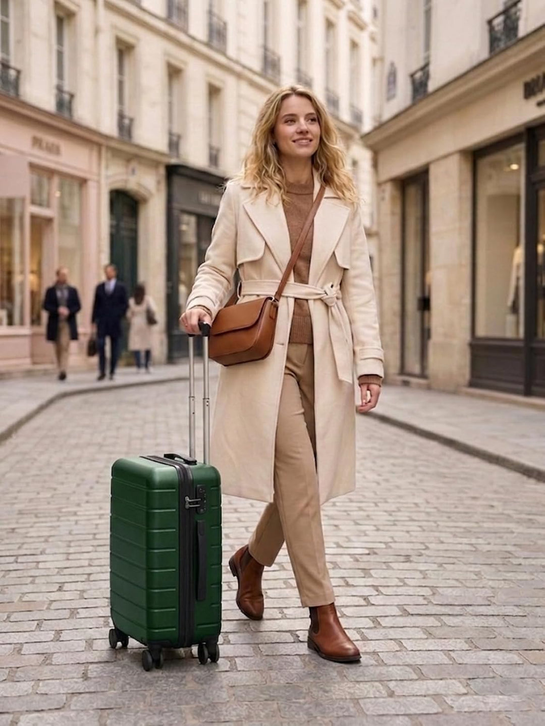 Mittelgrosser Koffer L, Hartschalenkoffer aus ABS, Leichter Trolley mit 4 Leisen 360° Doppelrollen,