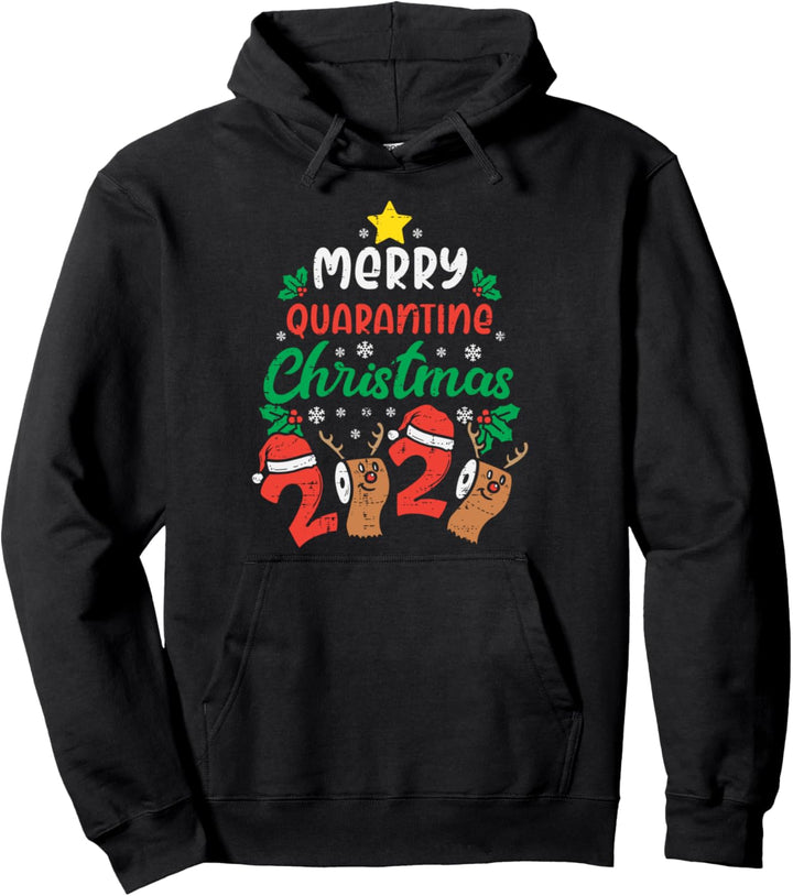 Merry Quarantine Christmas 2020 Toilet Paper Pajamas Gift Pullover Hoodie