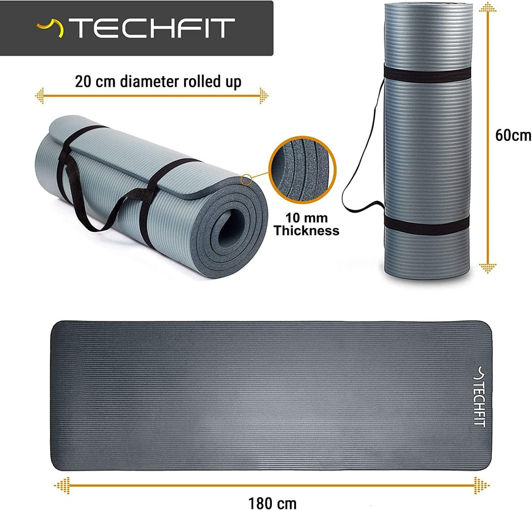 TechFit Yogamatte Rutschfest für das Fitnessstudio zu Hause - Pilates Matte für das Heimtraining, Yo