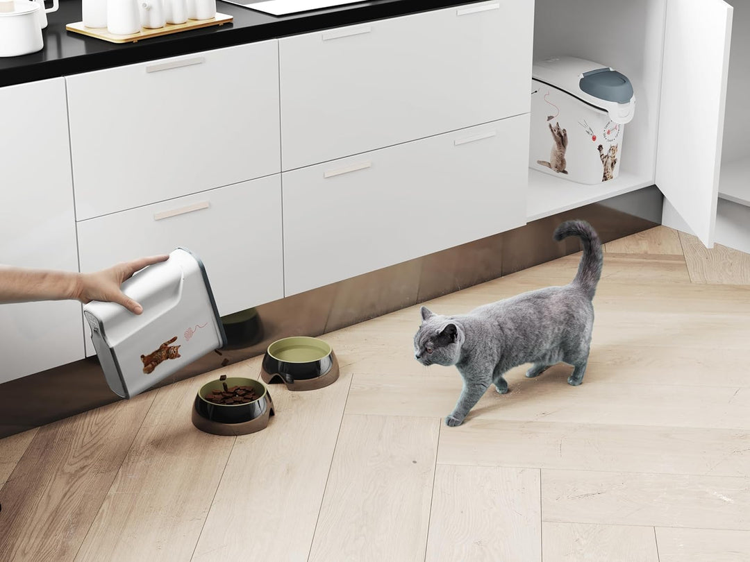 Curver Futter-Container 2,5kg I Verseuse 6L Chat, weiss/grau/Love Pets Katzen