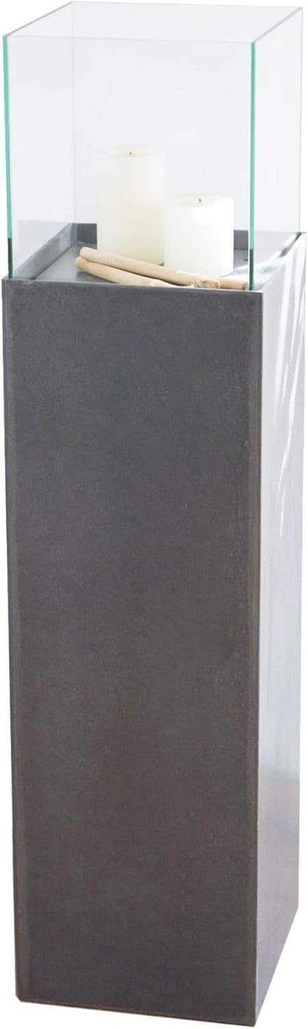 Windlicht-Säule Kerzenständer Deko-Laterne Candela Beton-Optik Anthrazit 100 cm hoch 25x25x100 cm An