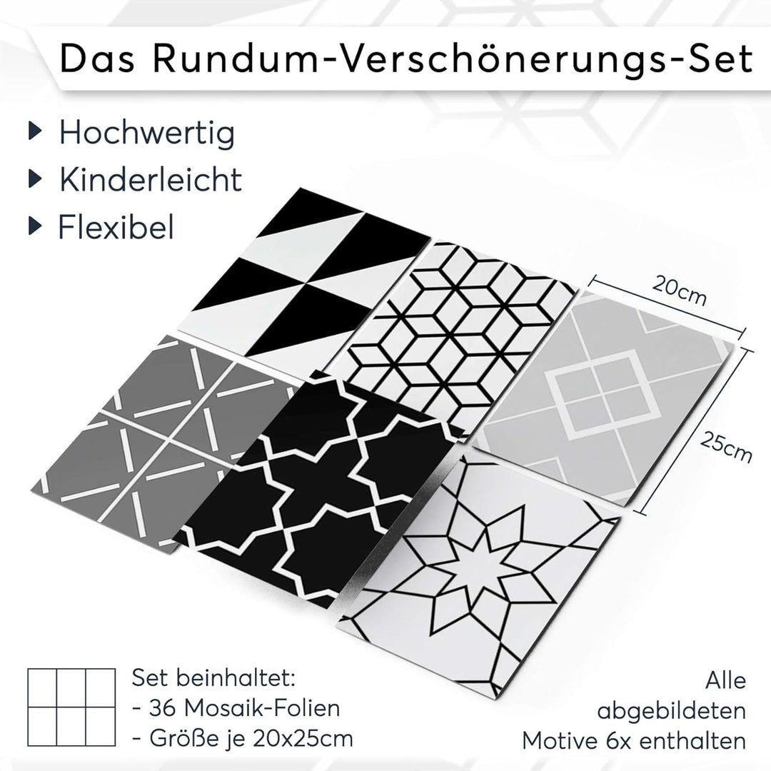 CREATISTO Mosaik-Fliesen Fliesensticker Fliesenfolie - Selbstklebende Fliesen Folie I Stickerfliesen