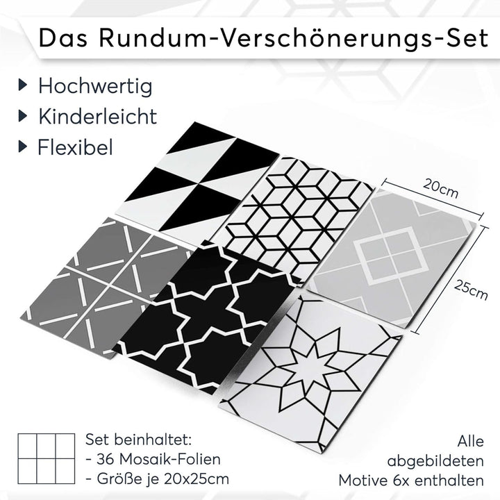 CREATISTO Mosaik-Fliesen Fliesensticker Fliesenfolie - Selbstklebende Fliesen Folie I Stickerfliesen