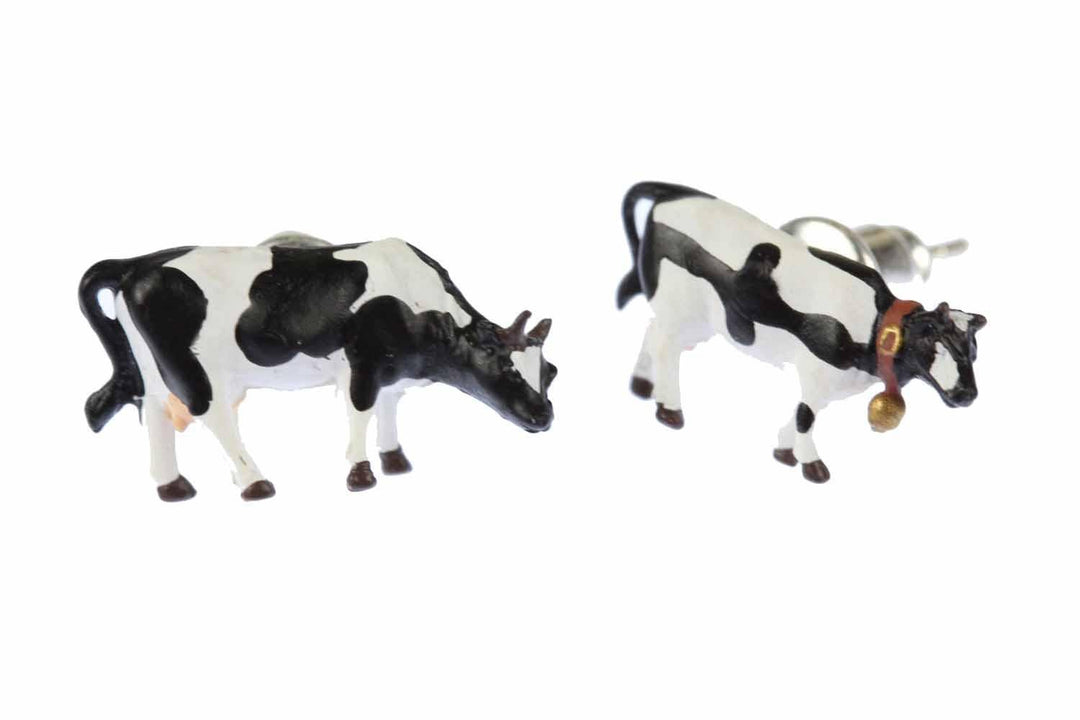 Miniblings Kuh Kühe Bauernhof Ohrstecker schwarz weiss midi - Handmade Modeschmuck I Ohrringe Stecke