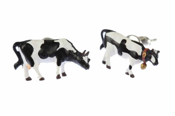 Miniblings Kuh Kühe Bauernhof Ohrstecker schwarz weiss midi - Handmade Modeschmuck I Ohrringe Stecke