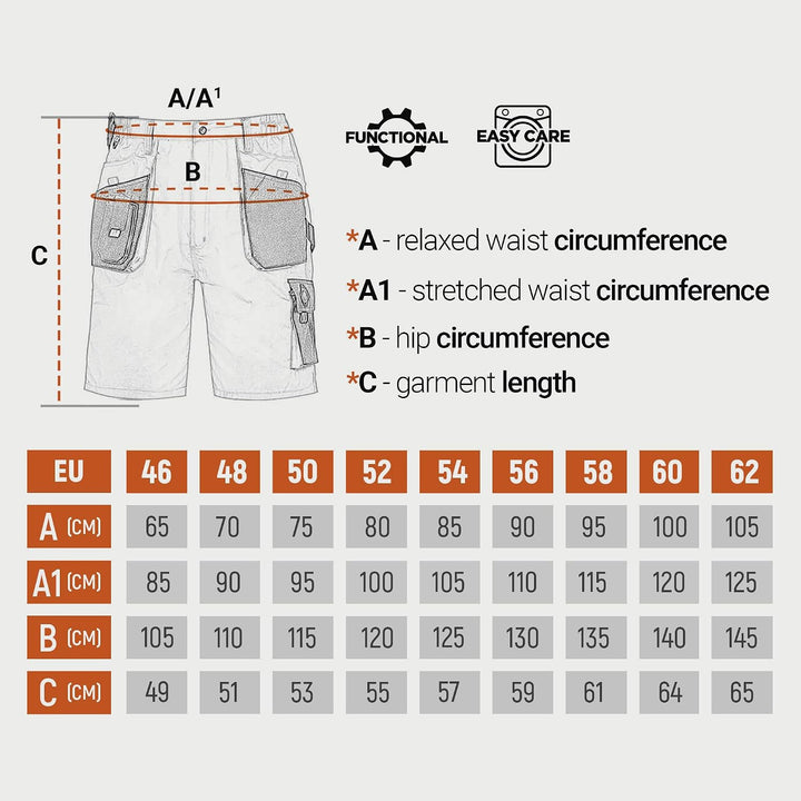 Emerton Arbeitsshorts - Kurze Arbeitshose Herren - Kurze Arbeitshosen Herren - Herren Cargohose Kurz