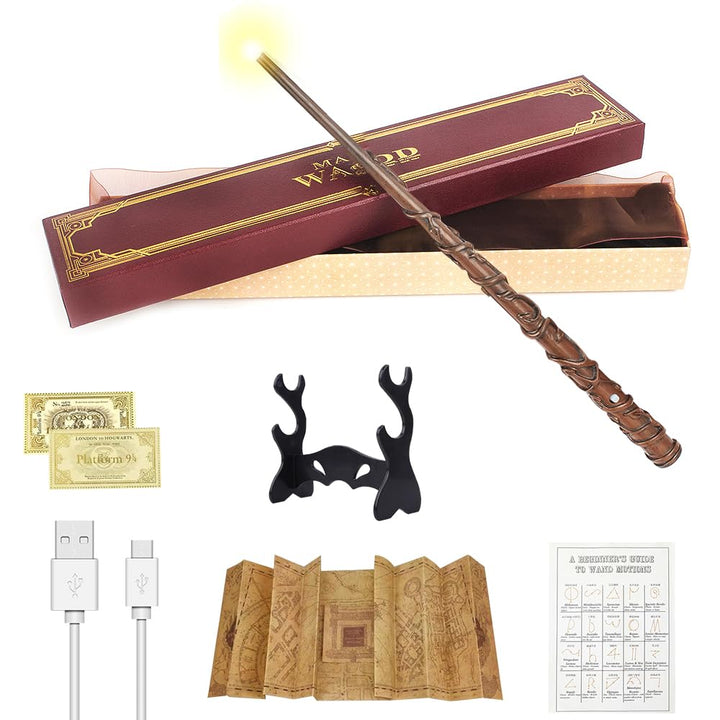 Hermine Zauberstab mit Licht, 39CM Zauberstab Glühend, USB Aufladung Wand, Hermine Granger Zaubersta