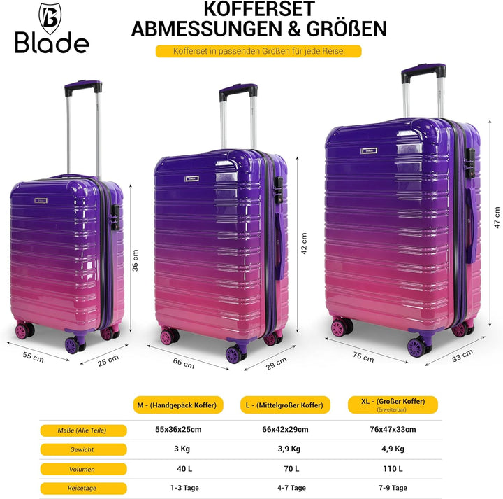Blade Erweiterbares Handgepäck - Hartschalen Koffer Trolley - Leichter Reisekoffer Handgepäck aus AB