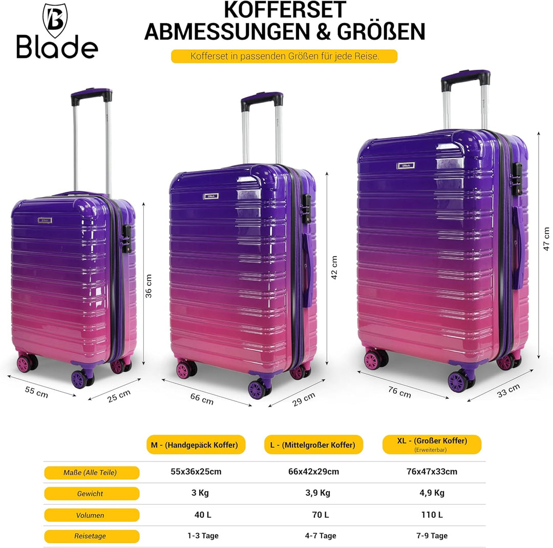 Blade Erweiterbares Handgepäck - Hartschalen Koffer Trolley - Leichter Reisekoffer Handgepäck aus AB