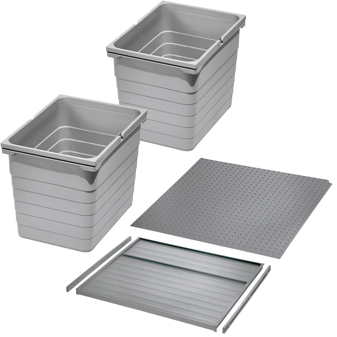 Ninka Abfalltrennsystem eins2vier KB 450 mm, Seitenstärke 16 mm Höhe 310 mm | 2x 17L, 1x 45er Bodenp