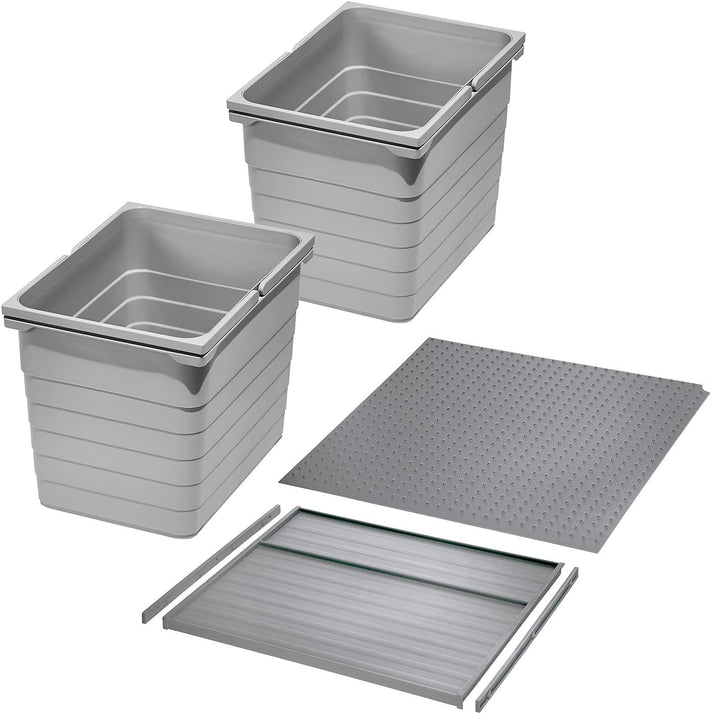 Ninka Abfalltrennsystem eins2vier KB 450 mm, Seitenstärke 16 mm Höhe 310 mm | 2x 17L, 1x 45er Bodenp