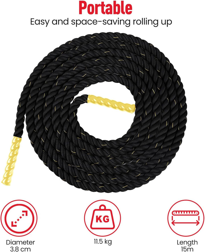 Ultrasport Battle Rope, Seillänge 3,8 cm Durchmesser, hochwertiges Schlagseil für Kraftausdauer &amp; Mu