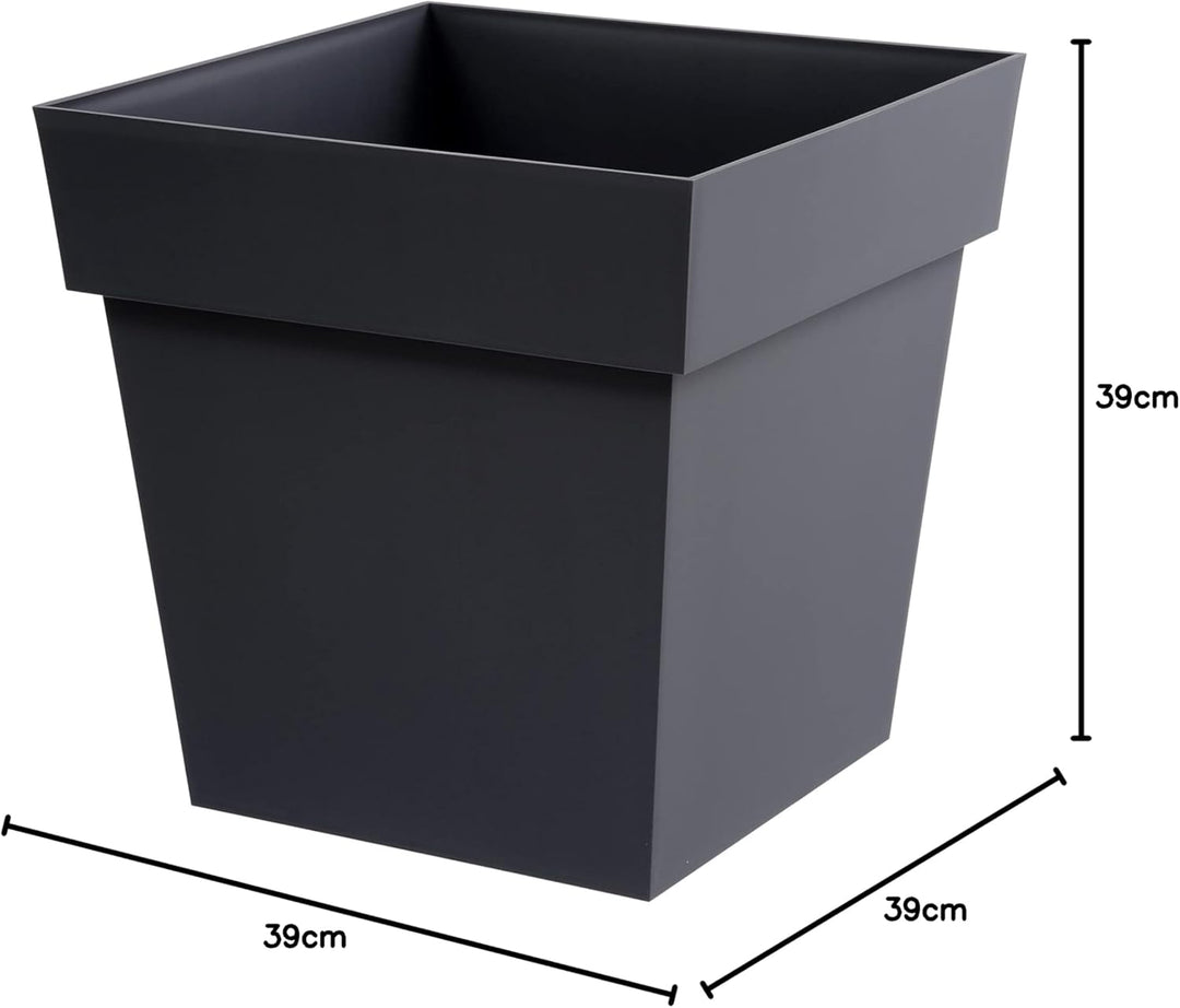 EDA - Blumentopf, quadratisch, Toskana, 38 l, Wasserspeicherbereich, für den Innen- oder Aussenberei