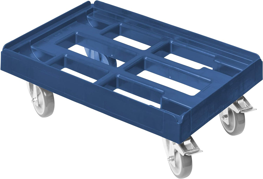 5 Stück Transportroller für Kisten 60 x 40 cm mit 2 Bremsen in blau