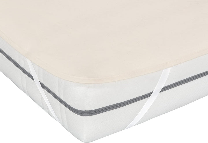 Vita Matratzenschoner 160x200 cm - atmungsaktive Baumwollauflage weiss Natur ohne knistern, mit Band