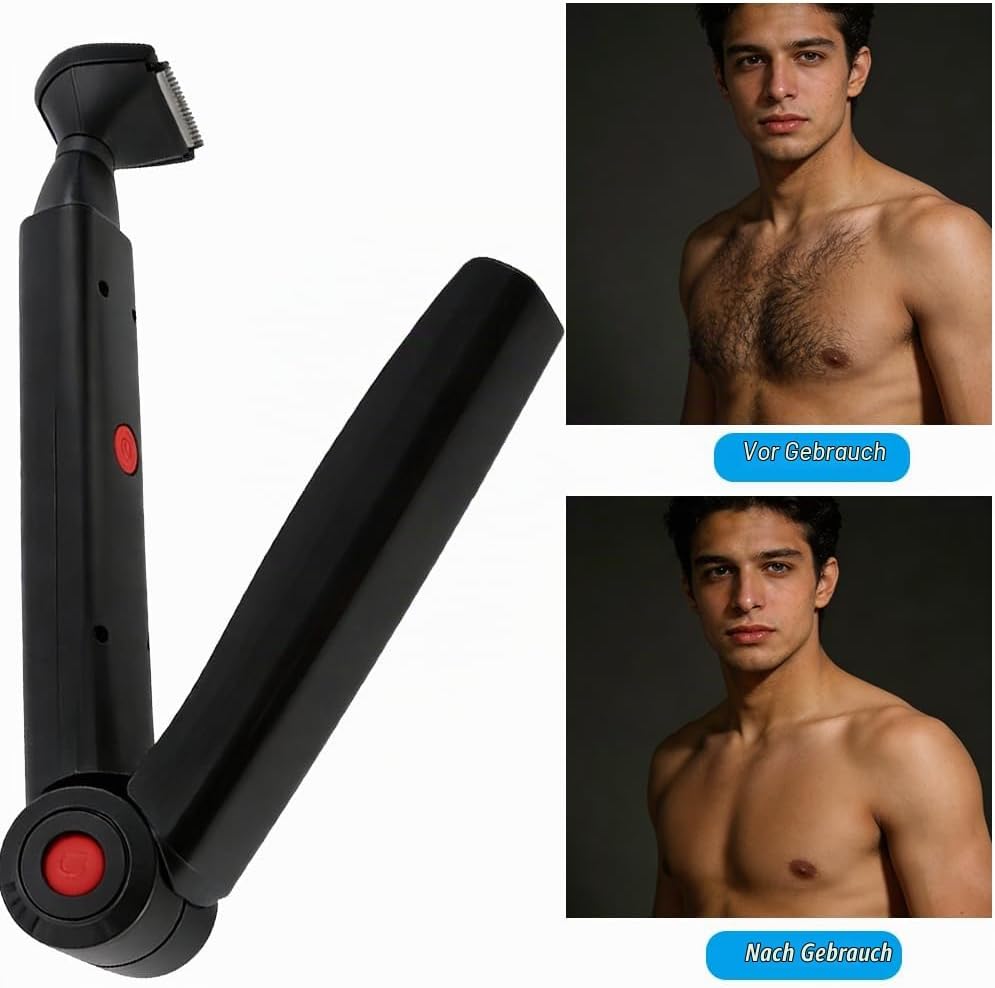 Rückenrasierer Herren, Verstellbare Körperrasierer Herren mit Doppelmesserkopf und Ergonomischer Arm