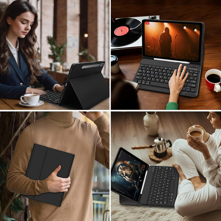 Hofsos Hülle mit Tastatur für Samsung Galaxy Tab S10 FE/S9 FE 10.9 Zoll/S9/S8/S7 11 Zoll - QWERTZ La