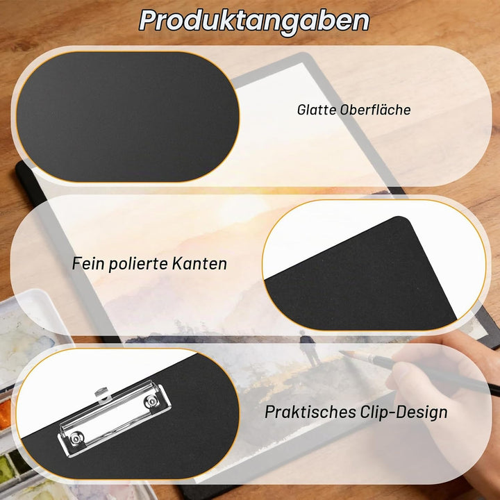 elthmpr Klemmbrett A3-3 Stück Kunststoff Klemmbretter Querformat Set, Clipboard mit Loch Klammer Gro
