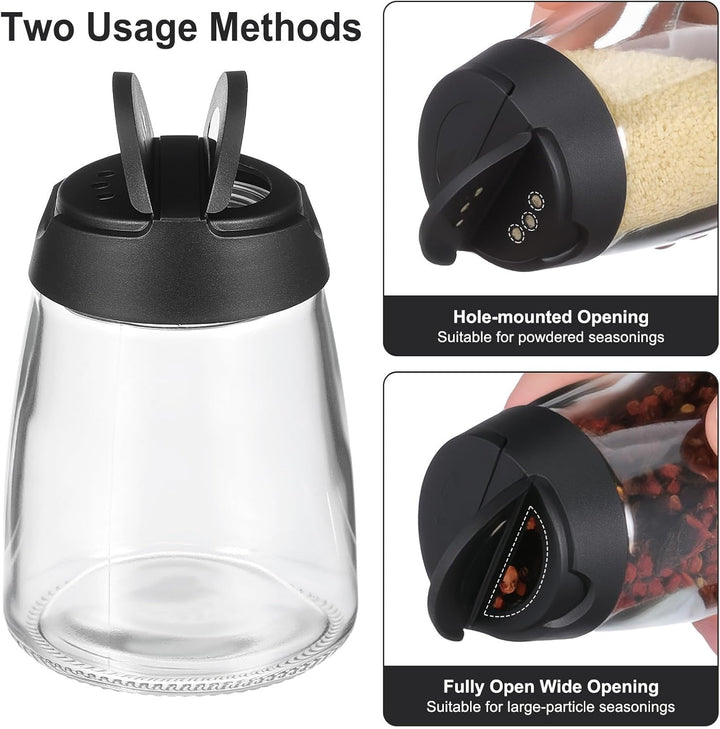 Yardwe 12 Stück Gewürzgläser Glas, Kleine Gewürzdosen mit Doppeldeckel Schwarz, 150ml Gewürzstreuer