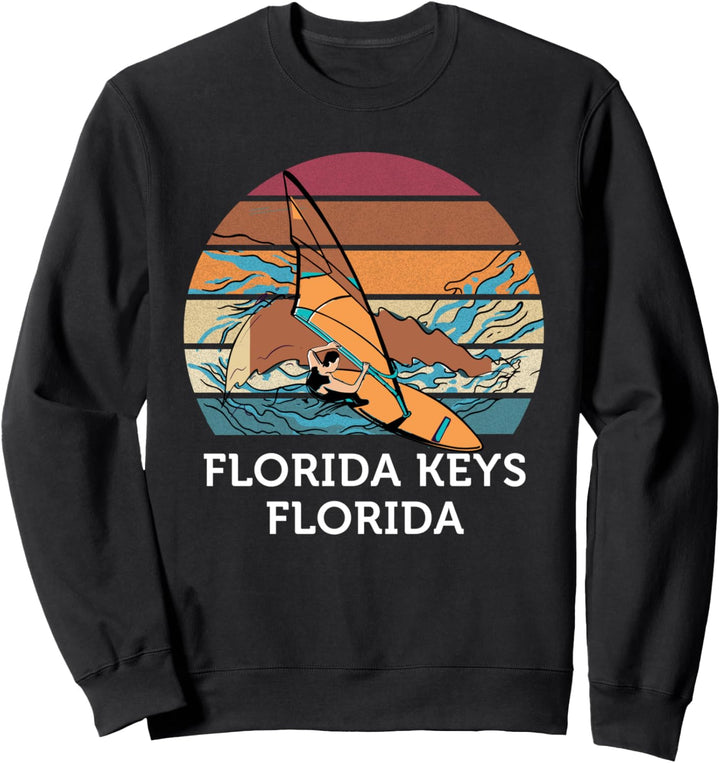 Windsurfen Vintage Retro Sunset Beach Surfen Florida Keys Sweatshirt