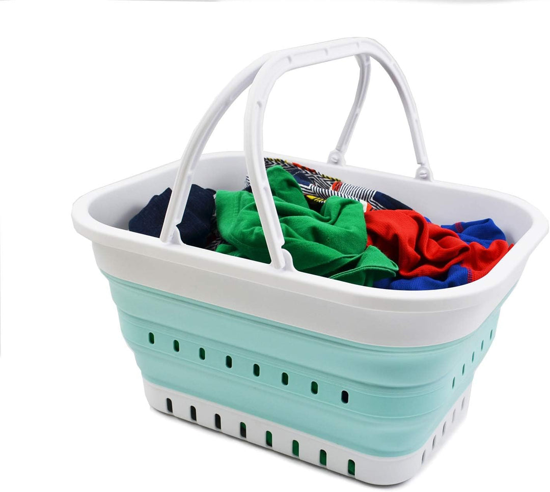 SAMMART 19L zusammenklappbare Wanne mit Griff – tragbarer Outdoor-Picknickkorb/Krater – Faltbare Ein
