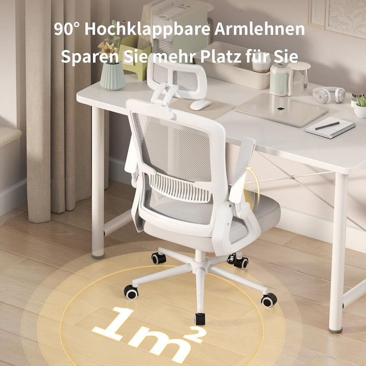 naspaluro Bürostuhl Ergonomisch Schreibtischstuhl Grau | Atmungsaktiver Netzgewebe, Lordosenstütze,