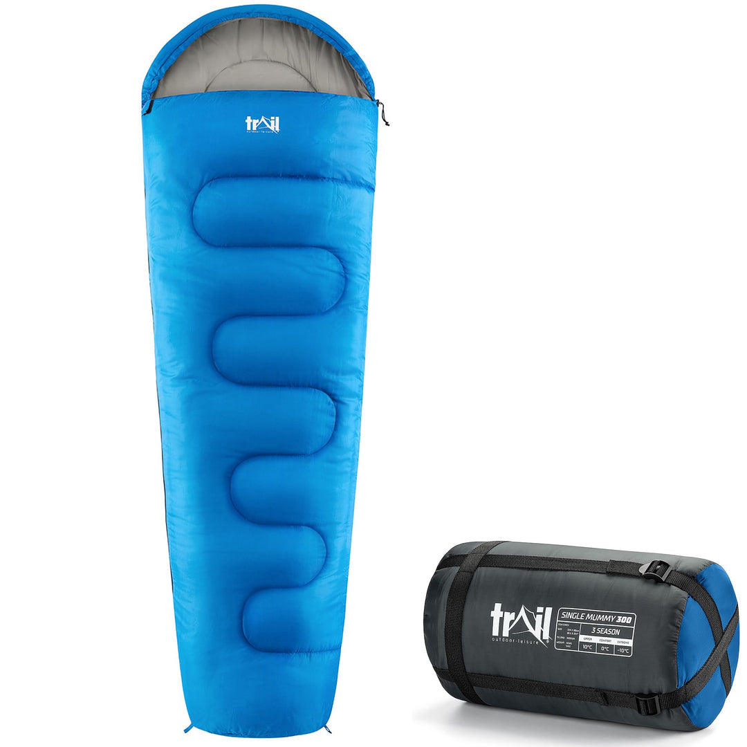 Trail 1-Personen Schlafsack für Erwachsene – Schlafsack 3 Jahreszeiten, Outdoor Frühling Herbst Wint
